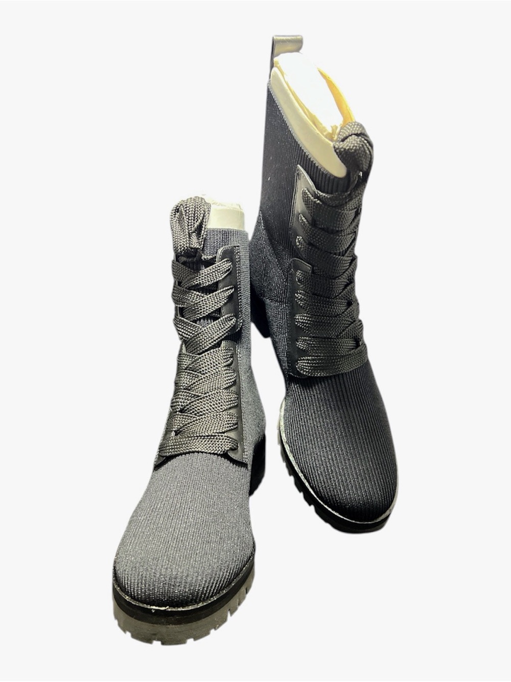 Kate Spade New York Black Knit Lace Up Ankle Boots Size 7B